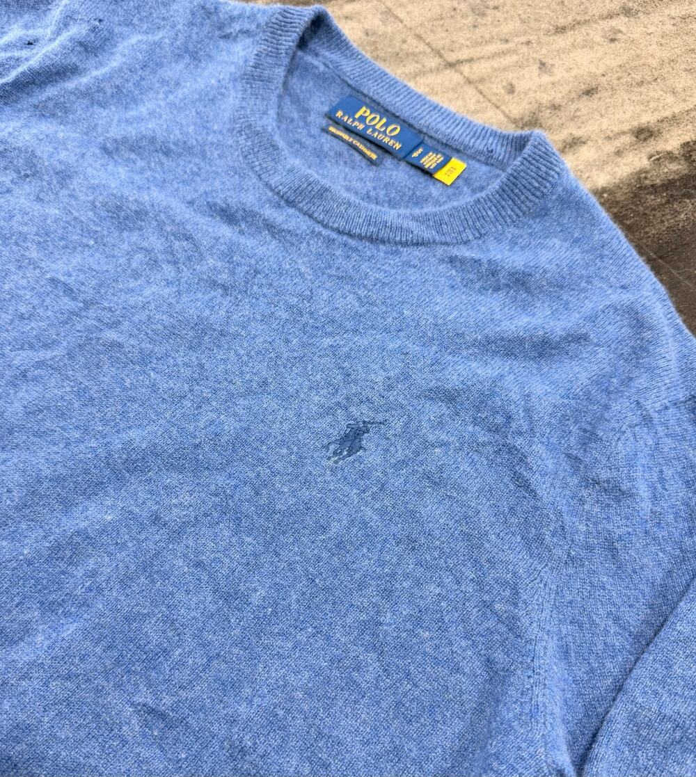 Polo Ralph Lauren Washable Cashmere Sweater Men's S Blue Crewneck Pony